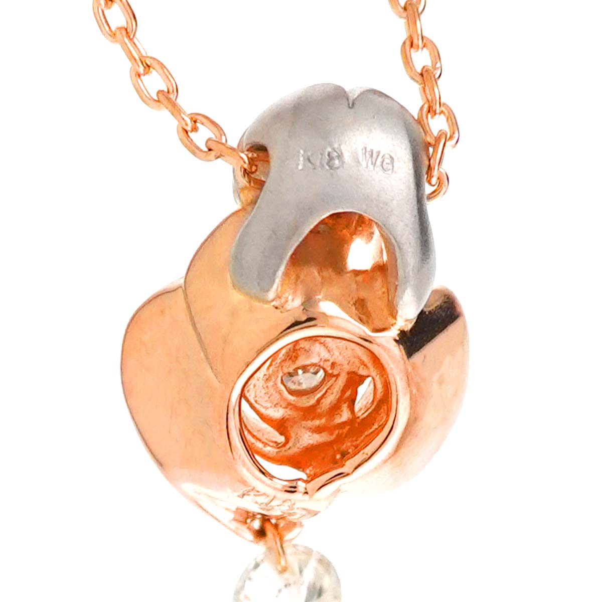 Diamond Necklace 18K Pink White Gold 750