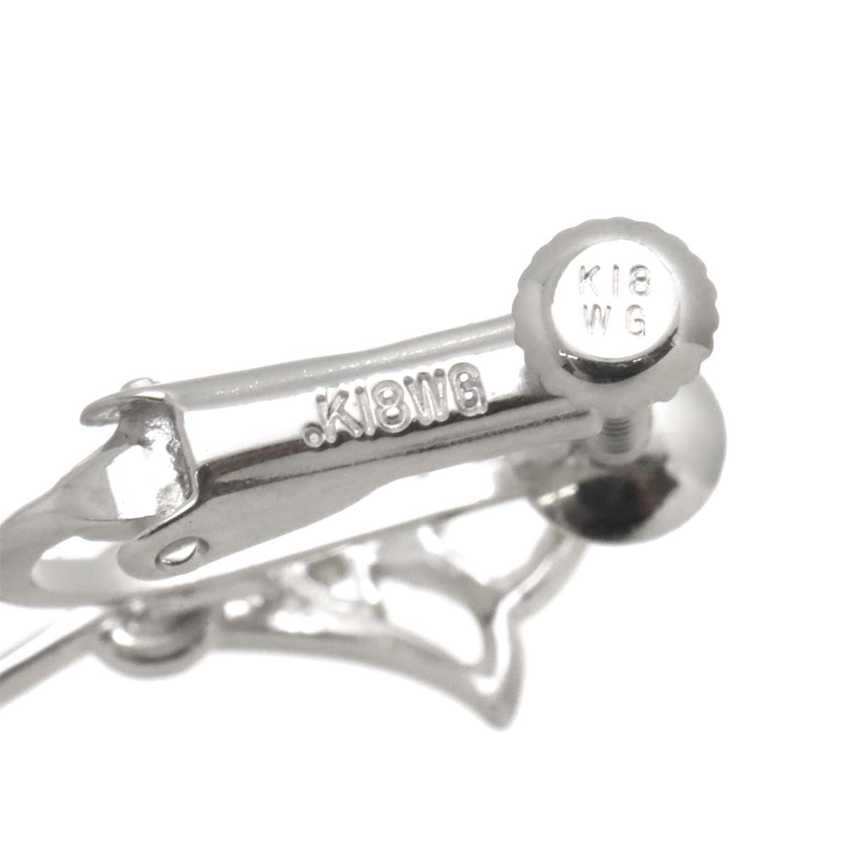 Diamond 0.05ct/0.05ct Earrings Clip-on 18K K18 WG 750