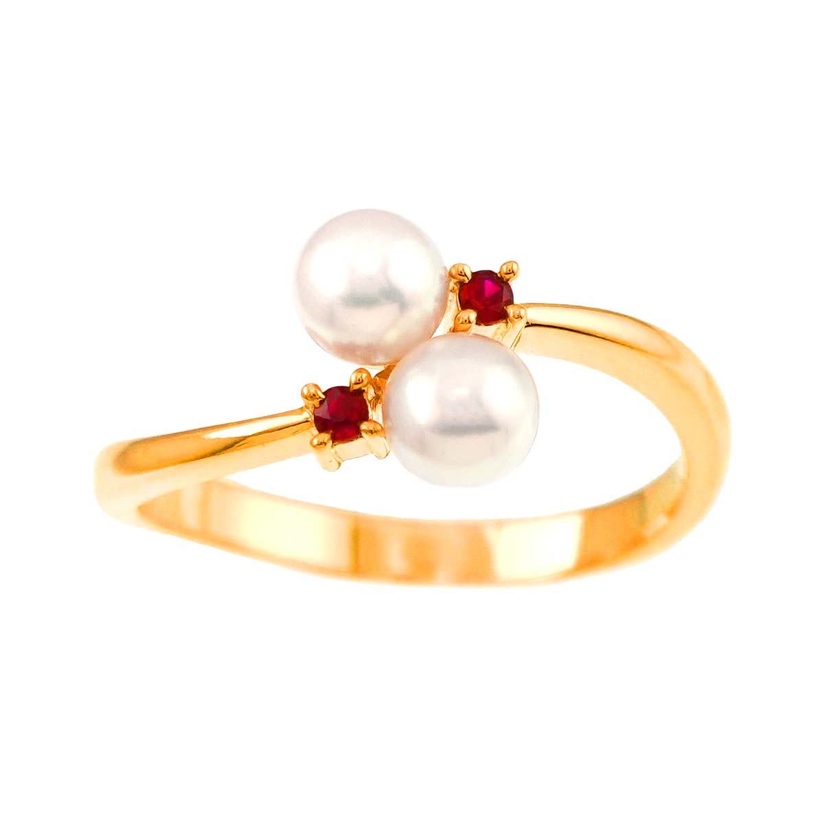 TASAKI Akoya pearl 4.4mm Garnet Ring 18K YG 750 5.25(US)