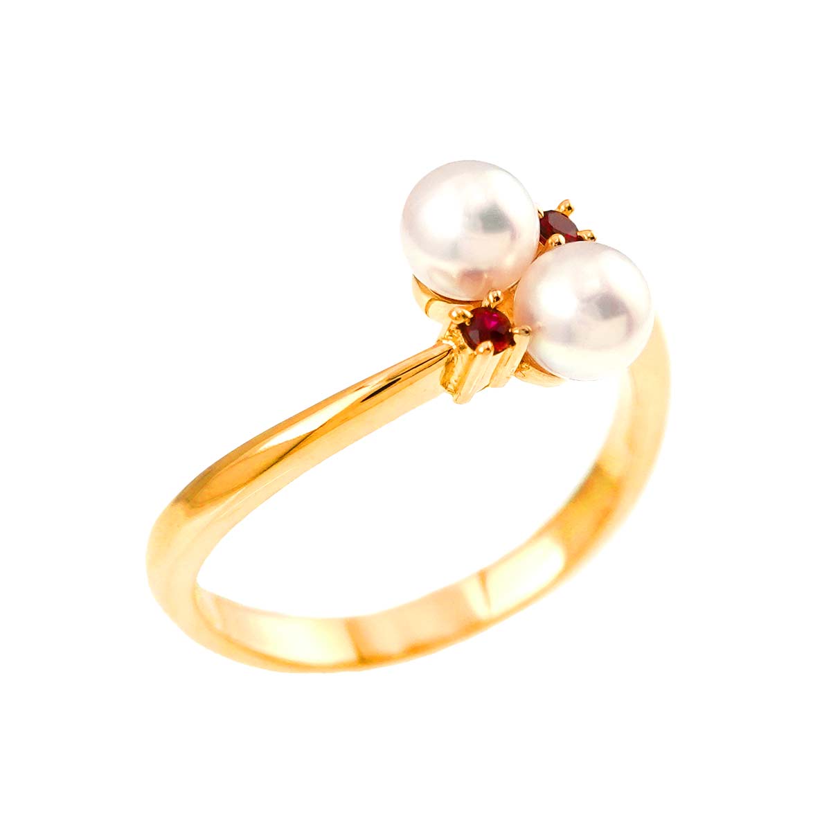 TASAKI Akoya pearl 4.4mm Garnet Ring 18K YG 750 5.25(US)