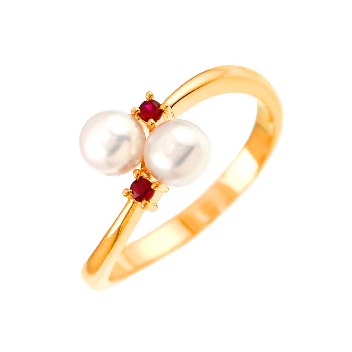 TASAKI Akoya pearl 4.4mm Garnet Ring 18K YG 750 5.25(US)