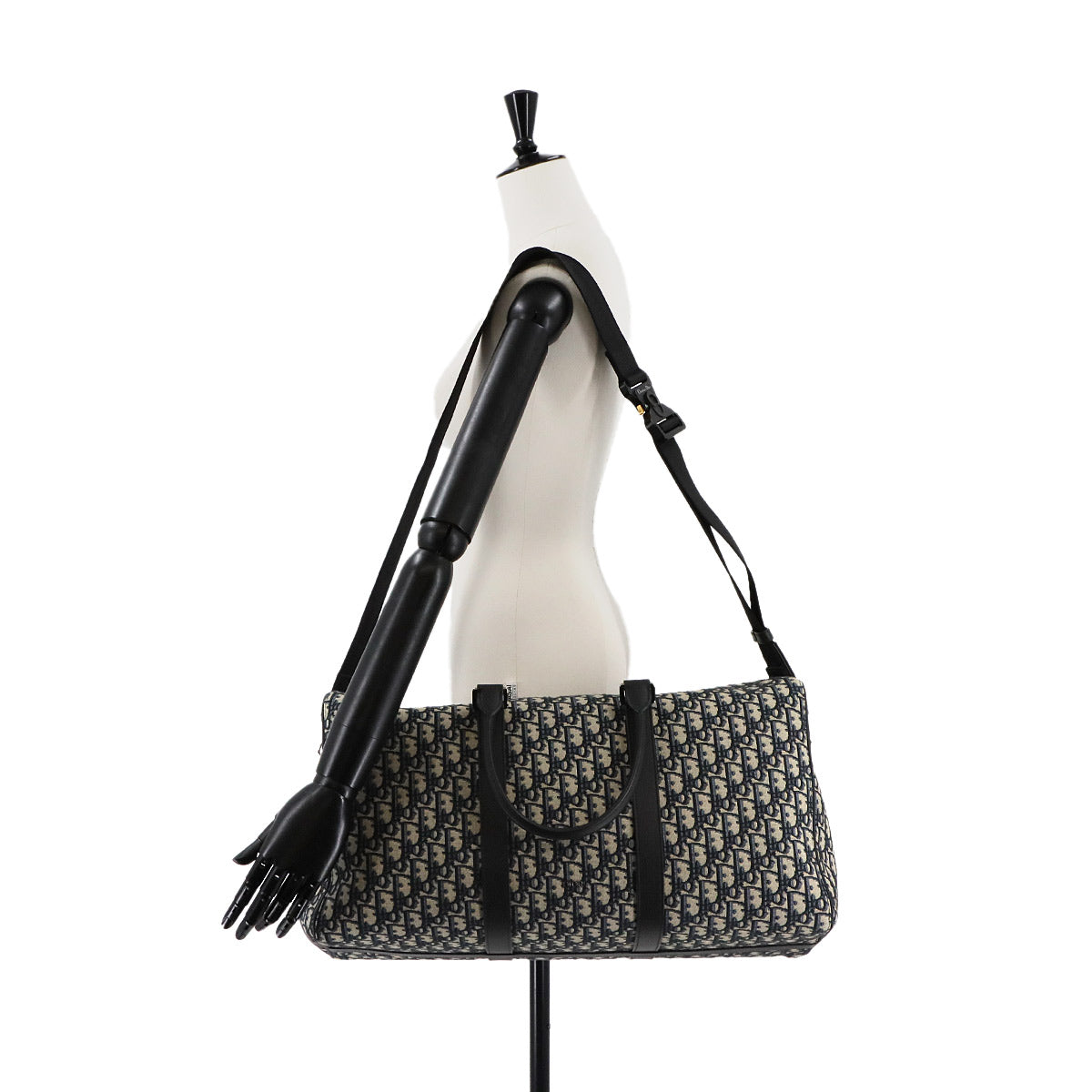 Oblique Lingot 50 Boston Shoulder Bag Canvas Leather