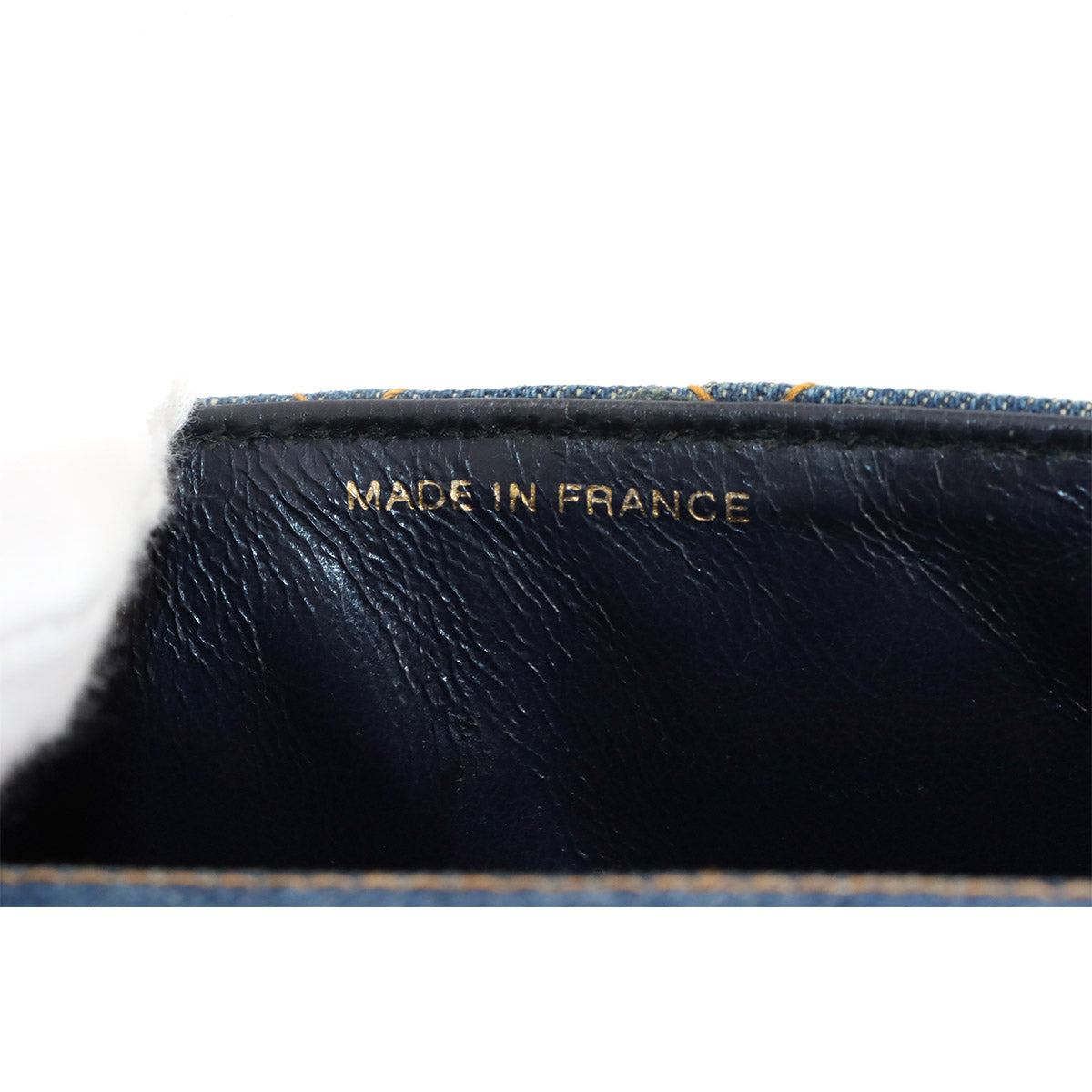 Matelasse Plastic Chain Shoulder Bag Denim Blue Vintage