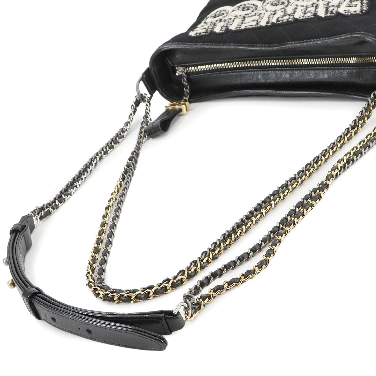 Gabrielle de Chanel Large Hobo Bag Shoulder Wool Leather Black