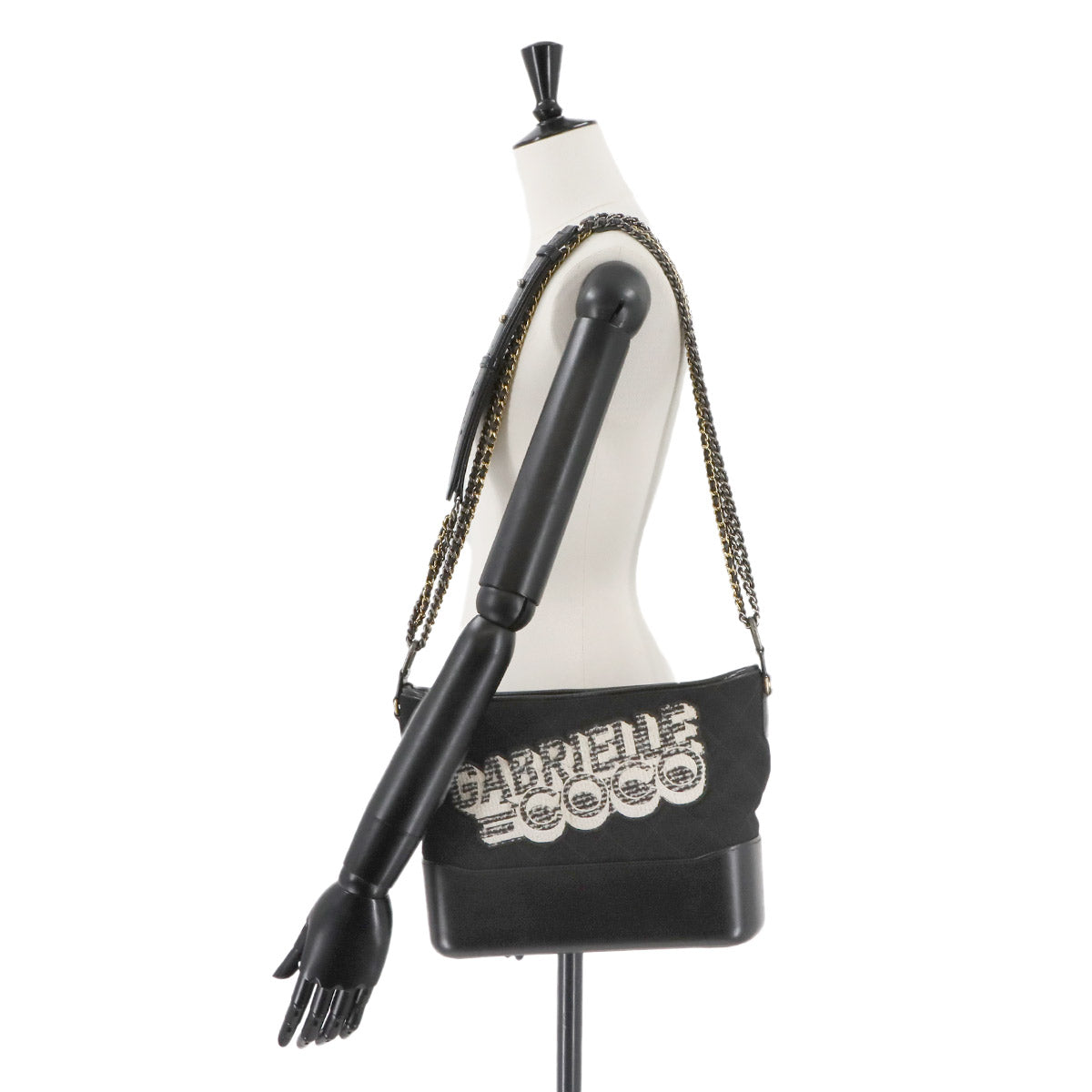 Gabrielle de Chanel Large Hobo Bag Shoulder Wool Leather Black
