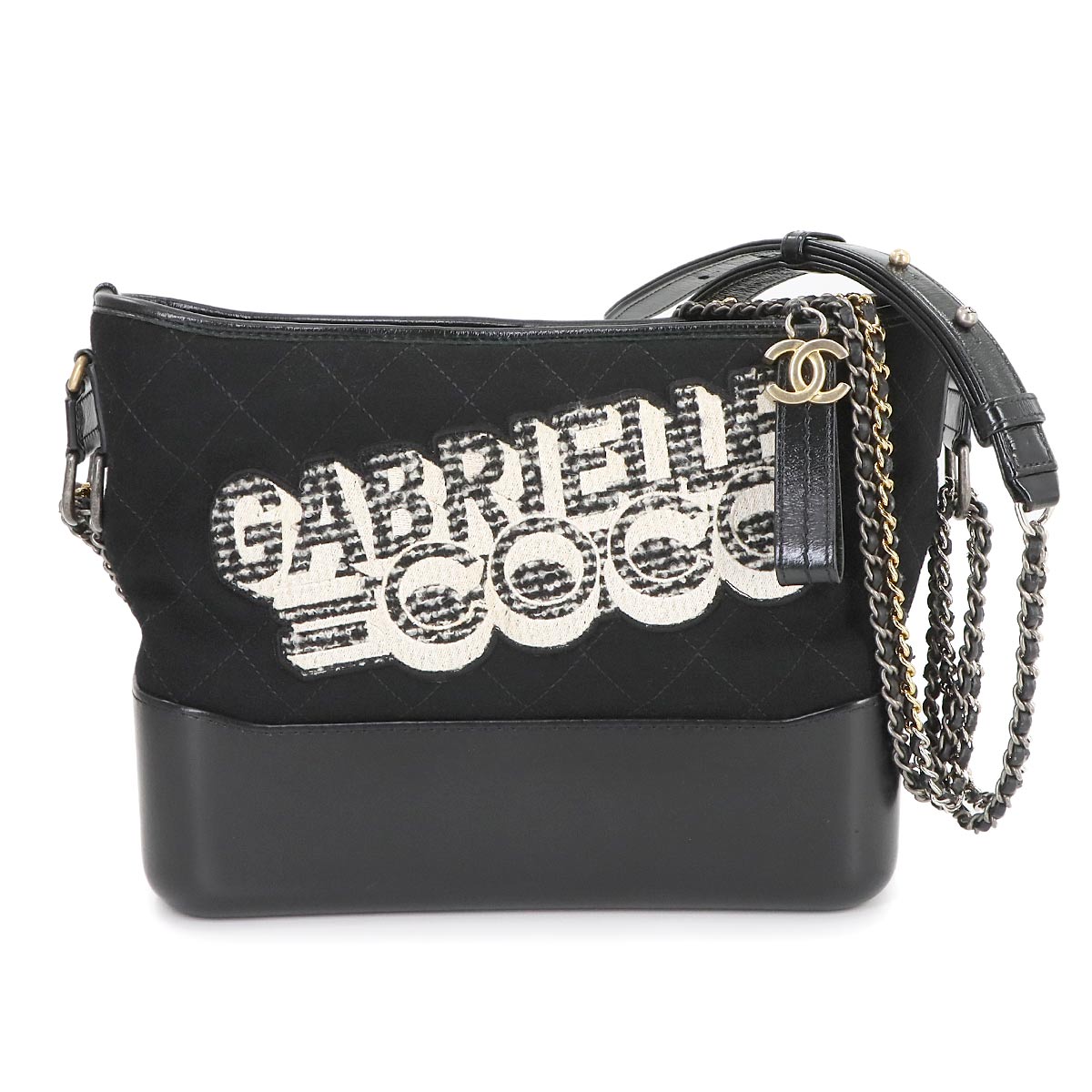 Gabrielle de Chanel Large Hobo Bag Shoulder Wool Leather Black