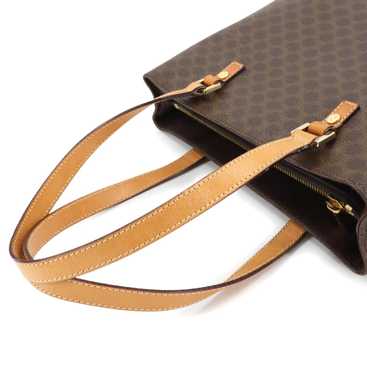 Macadam Hand Bag PVC Leather Brown Vintage Purse