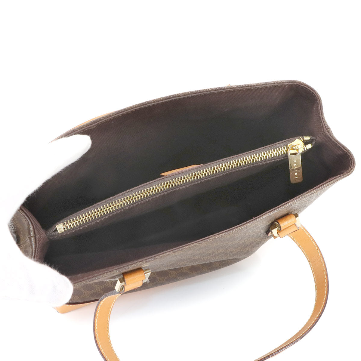 Macadam Hand Bag PVC Leather Brown Vintage Purse