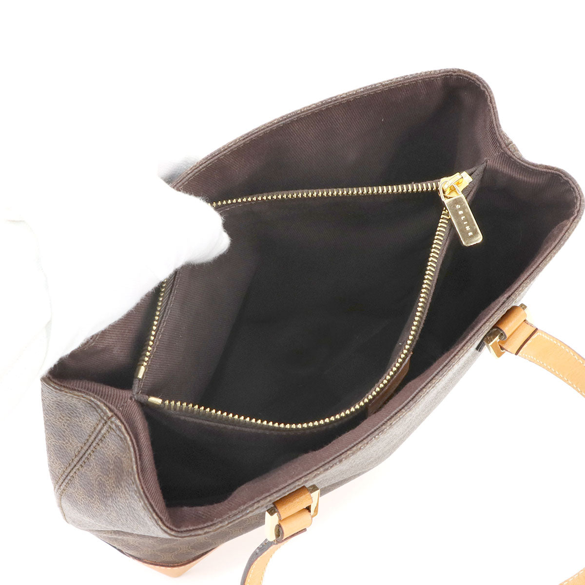 Macadam Hand Bag PVC Leather Brown Vintage Purse