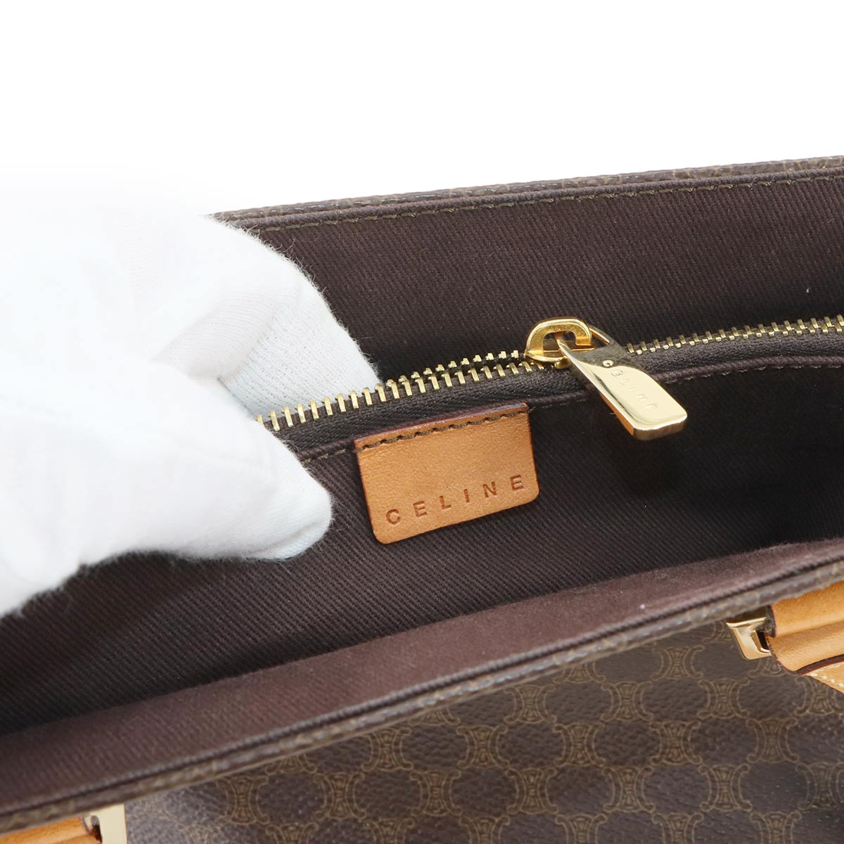 Macadam Hand Bag PVC Leather Brown Vintage Purse