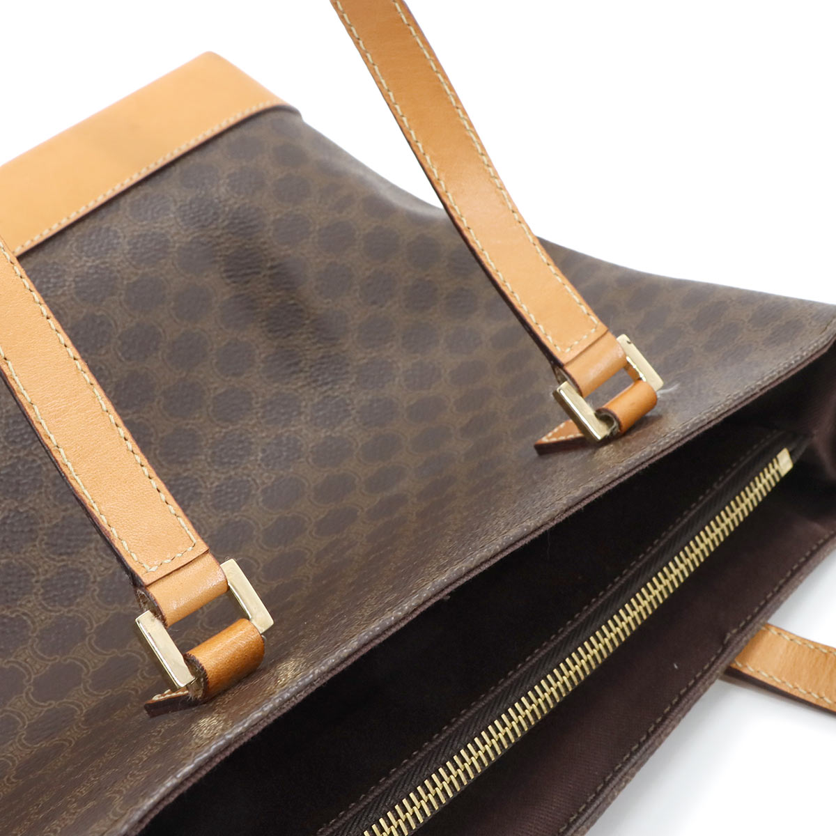 Macadam Hand Bag PVC Leather Brown Vintage Purse