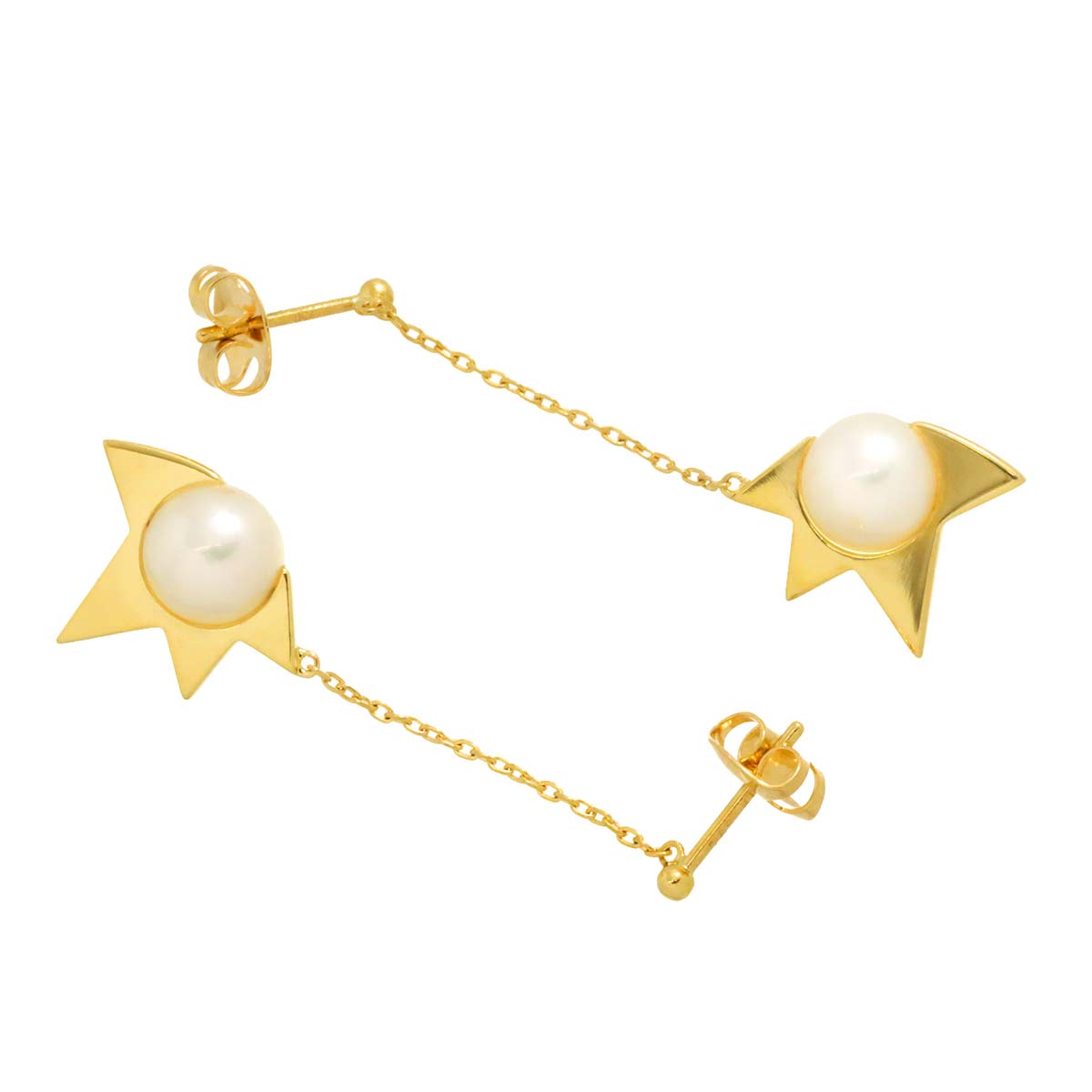 Comet Plus Akoya Pearl 7.0mm Earrings Pierced 18K YG 750