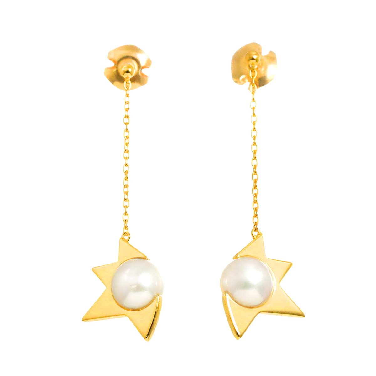 Comet Plus Akoya Pearl 7.0mm Earrings Pierced 18K YG 750