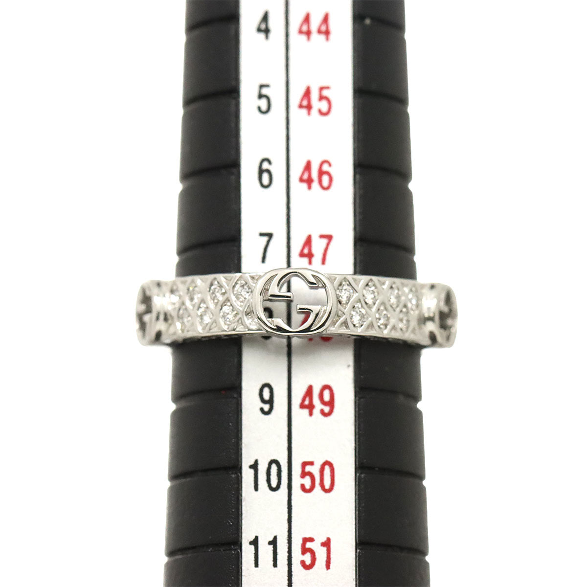 GUCCI Logo Diamond Ring 18K WG White Gold 750 size8 4.5(US)