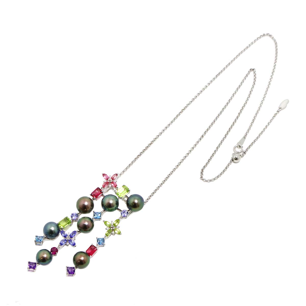 Multi Stone Diamond 0.16ct Necklace 18K WG 750