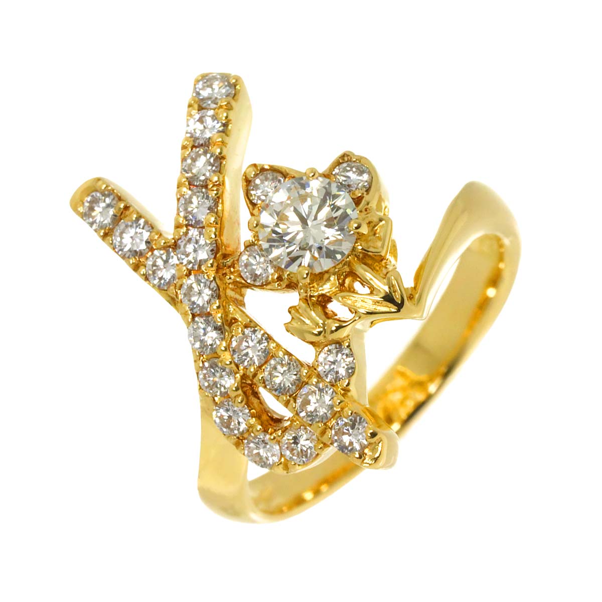 KENZO Diamond 1.00ct Ring 18K YG Yellow Gold 750 size6.5-6.75(US)