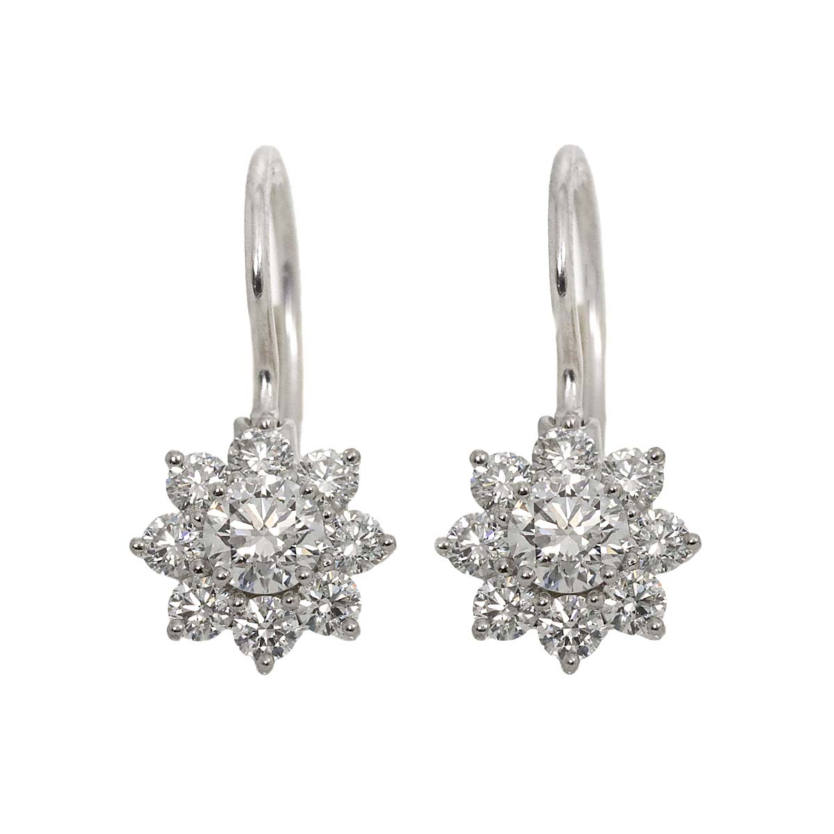 Flower Diamond 0.36ct Mini Earrings Pierced Pt