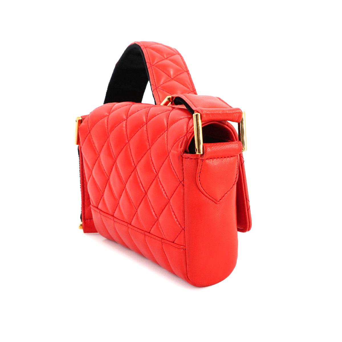 Matelasse Mademoiselle Shoulder Bag Leather Orange Purse