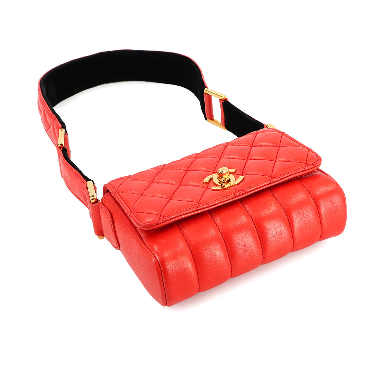 Matelasse Mademoiselle Shoulder Bag Leather Orange Purse