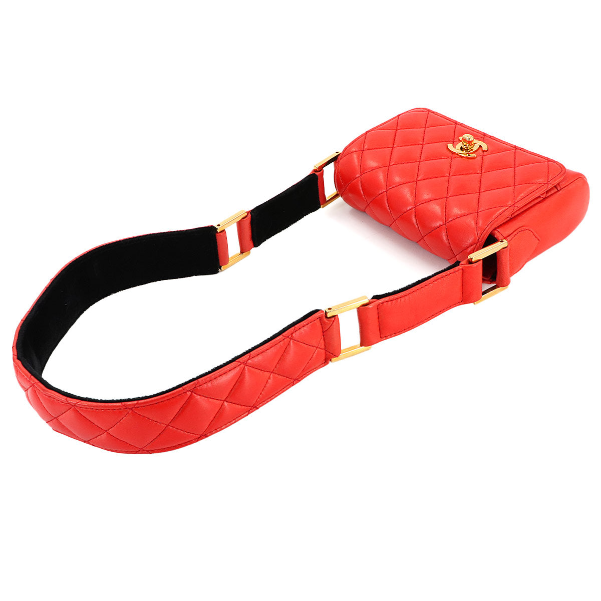 Matelasse Mademoiselle Shoulder Bag Leather Orange Purse