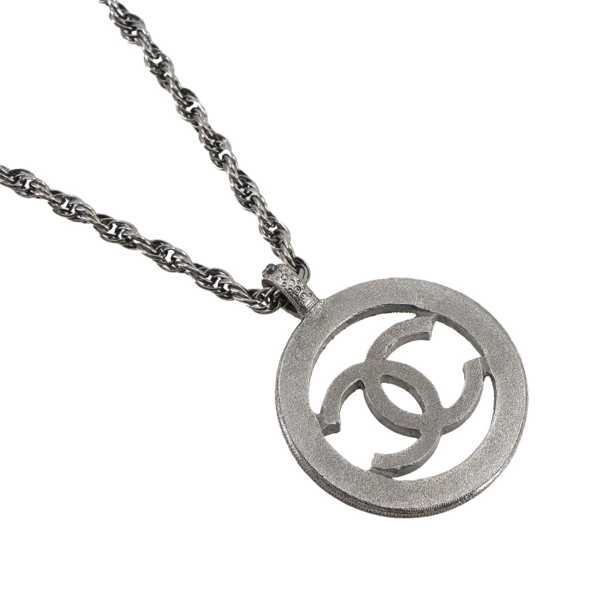 Round Coco Logos Pearl motif Necklace Gunmetallic A17A Accessory