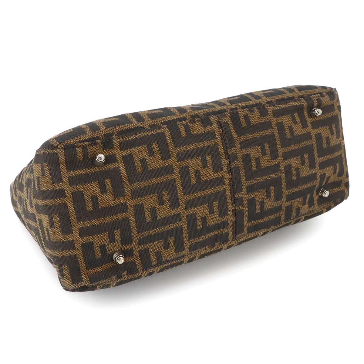 FENDI Zucca Hand Bag Canvas Leather Brown Vintage Purse