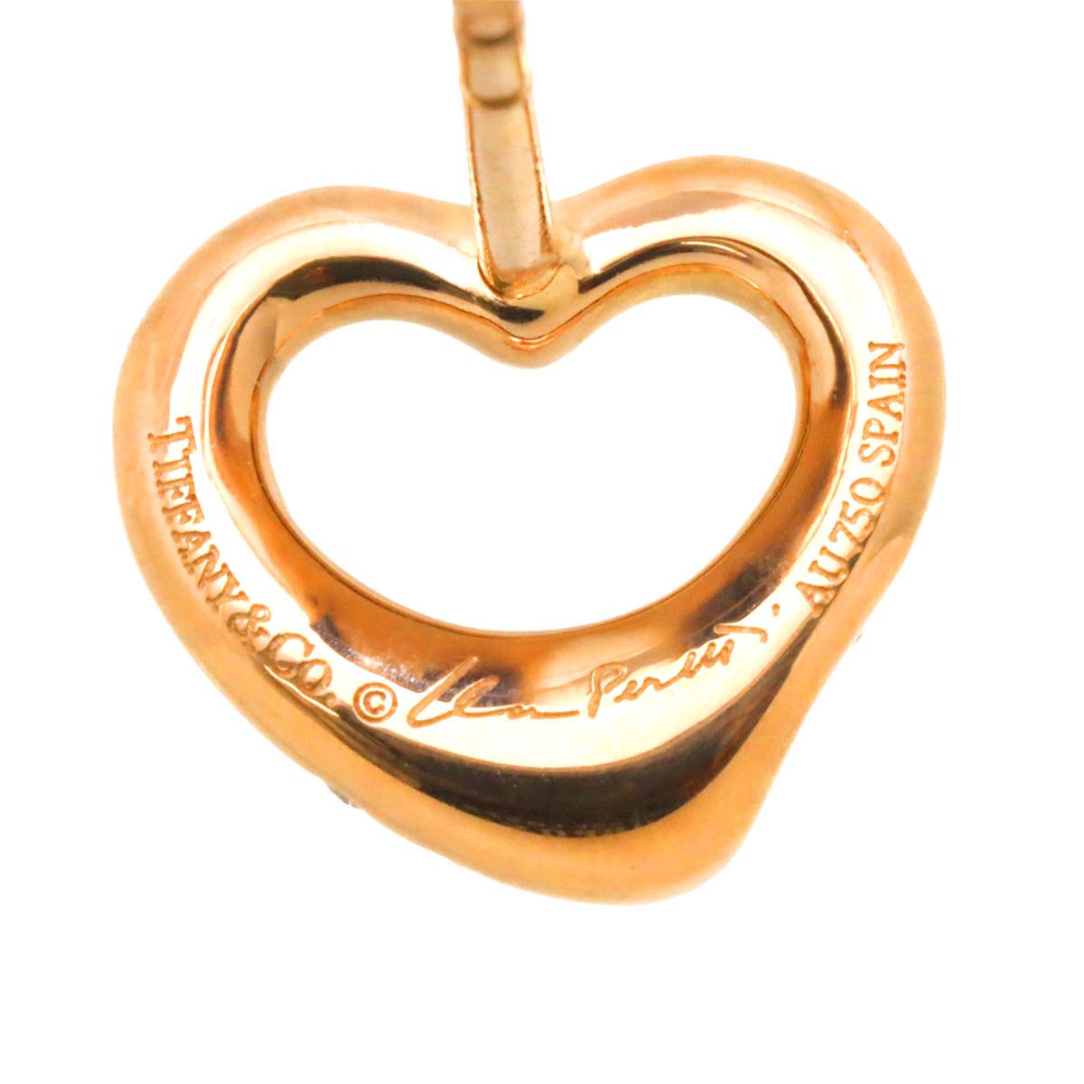 Open Heart Diamond Earrings Pierced 18K Pink Gold 750