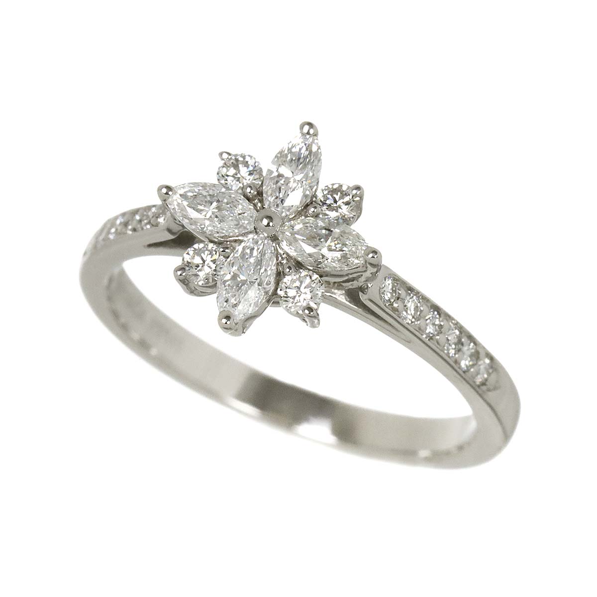 Diamond Flower Ring Platinum Size4.75-5(US)