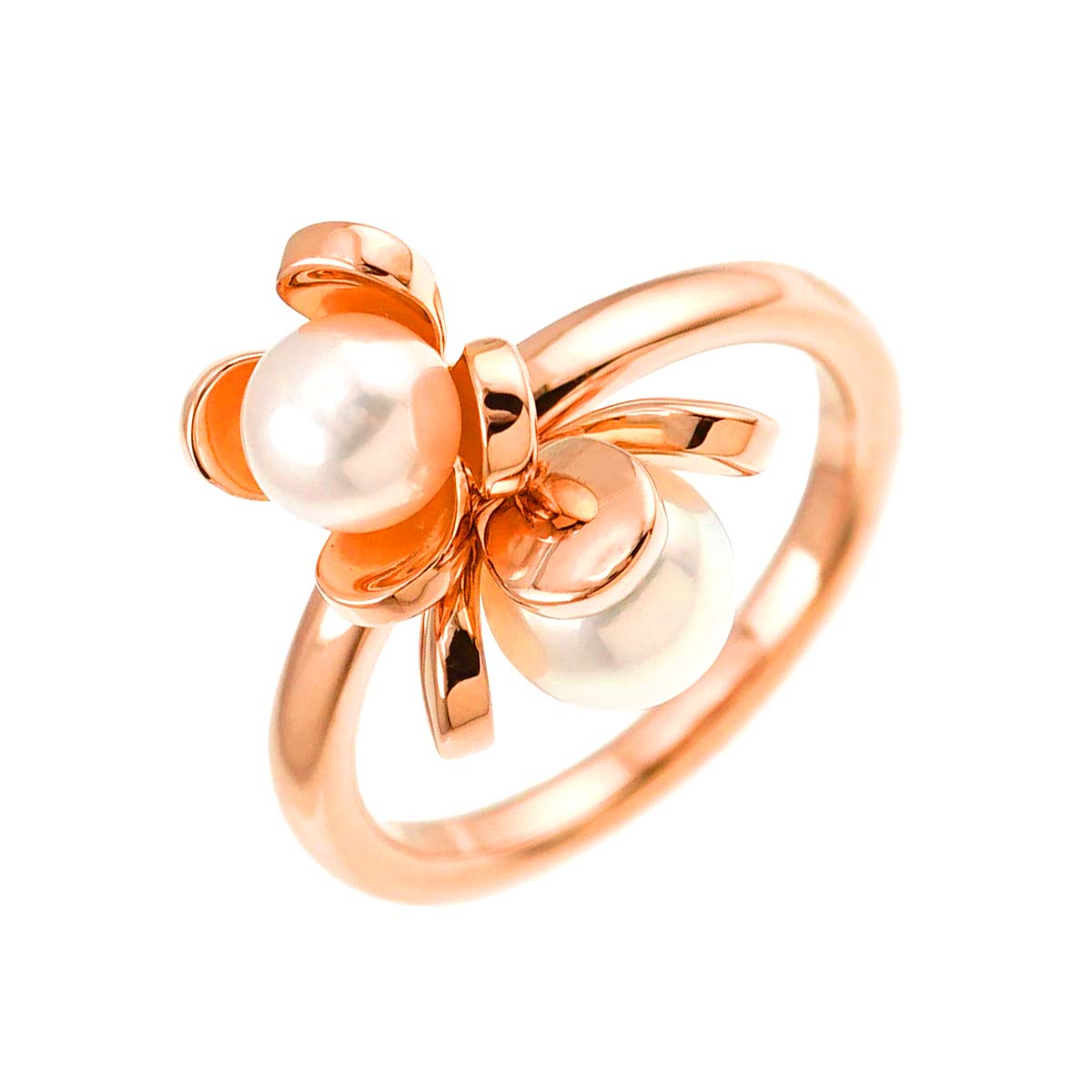 MIKIMOTO Akoya Pearl 6.3-5.4mm Ring 18K PG 750 Size5.5-5.75(US)