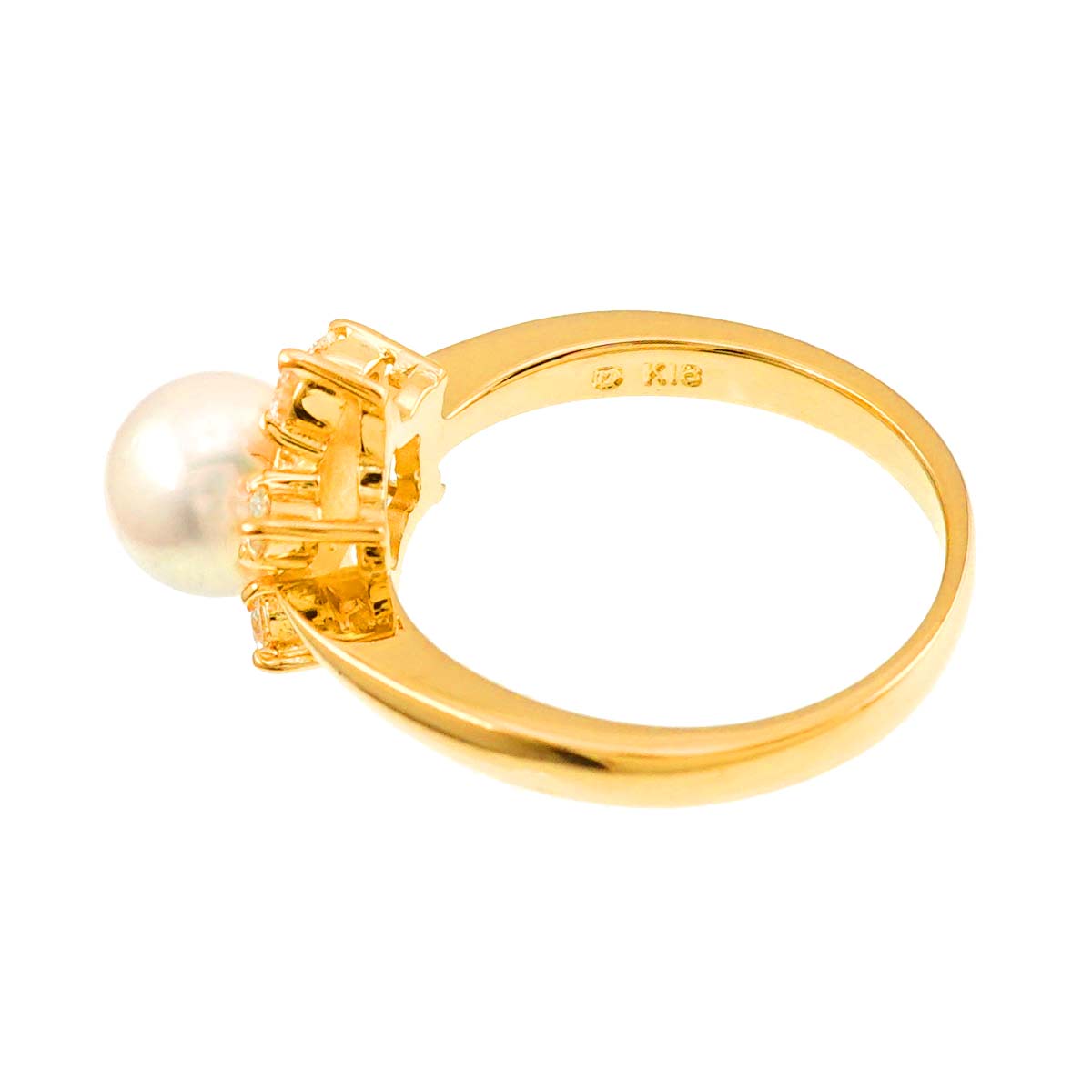 MIKIMOTO Akoya Pearl 6.3mm Diamond Ring 18K YG 750 size4(US)
