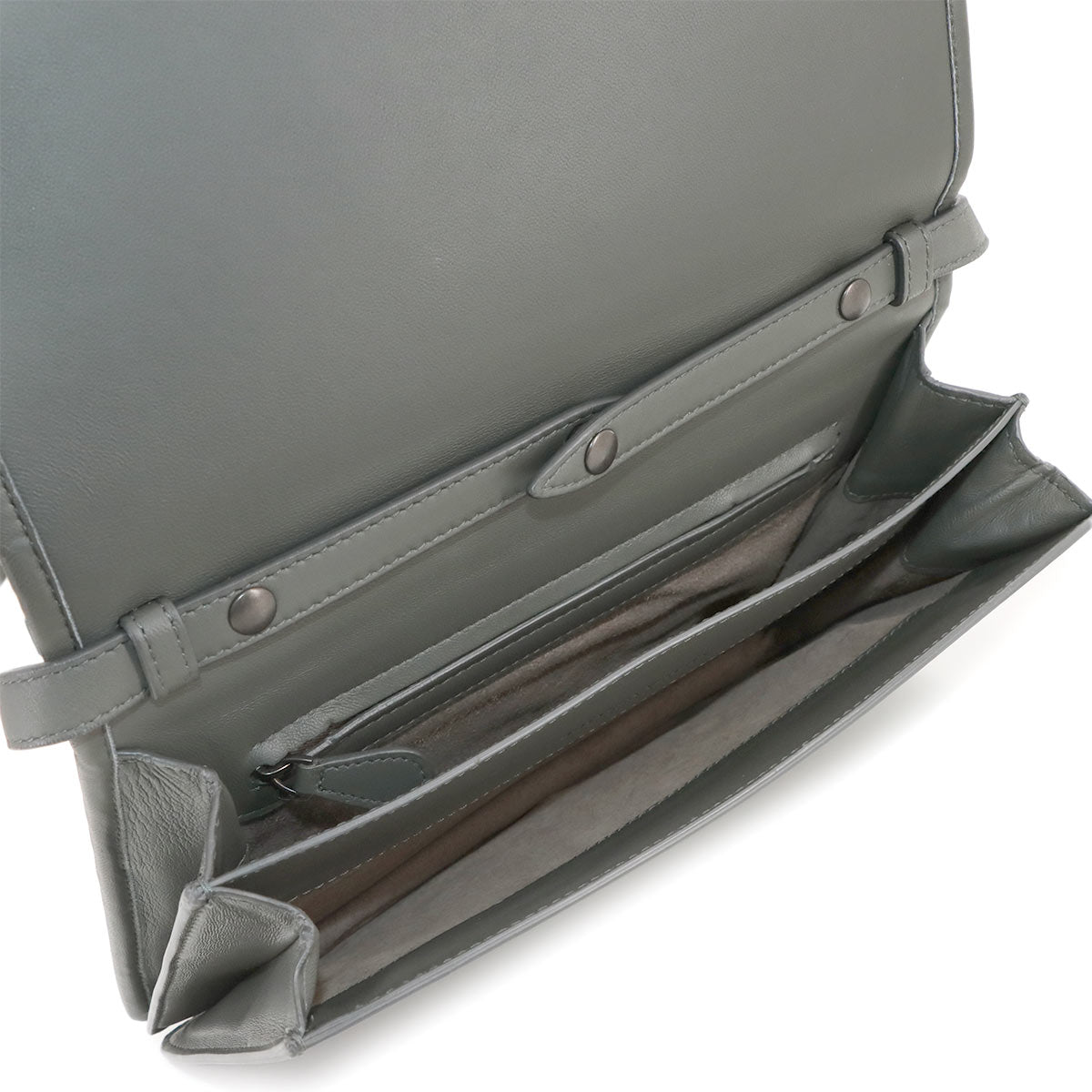 Intrecciato Shoulder Bag Leather Khaki Green Purse