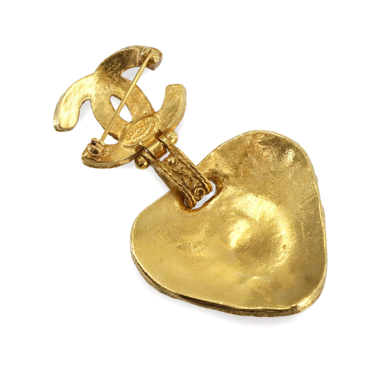 Coco Logos Color Stone Brooch Green Gold 94A