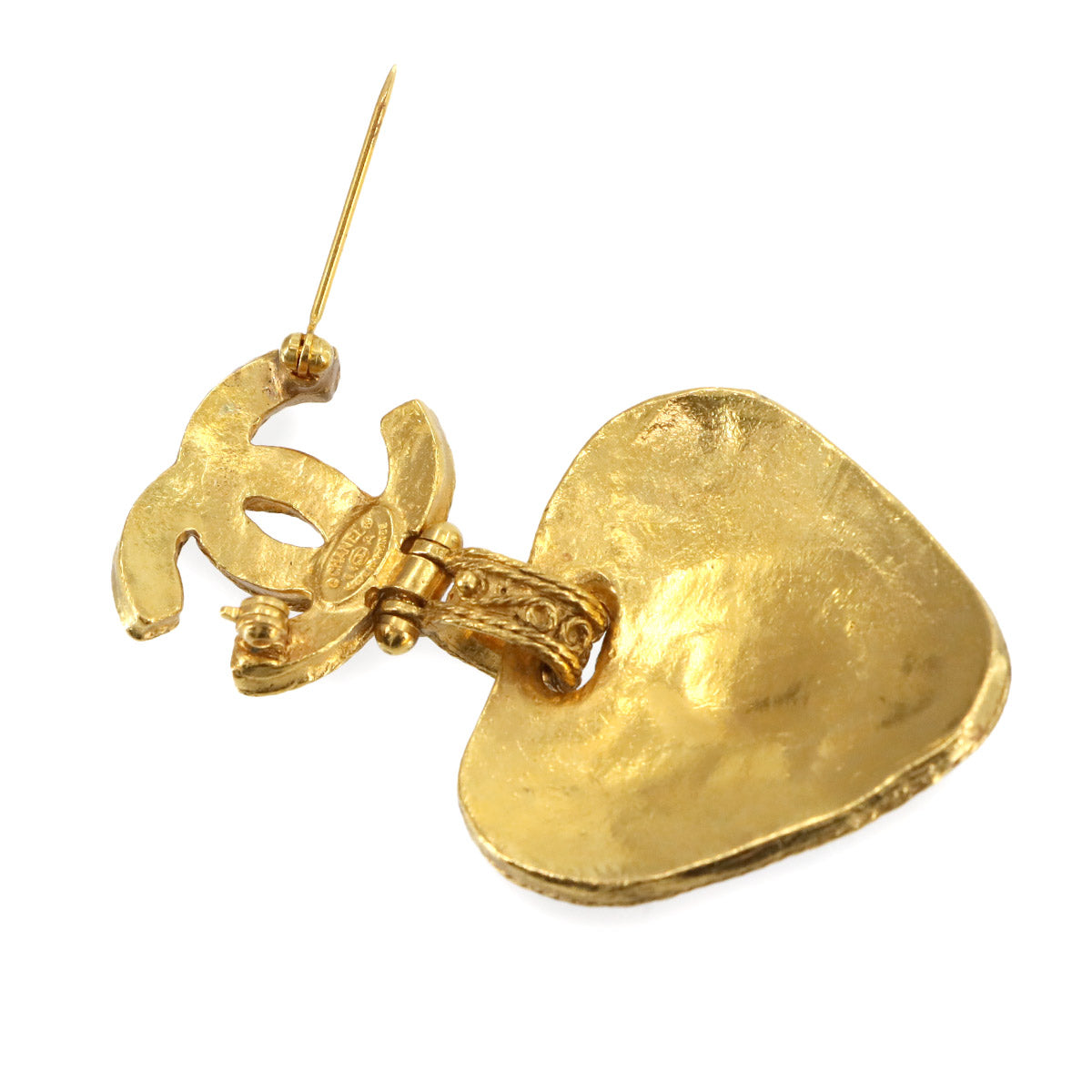 Coco Logos Color Stone Brooch Green Gold 94A