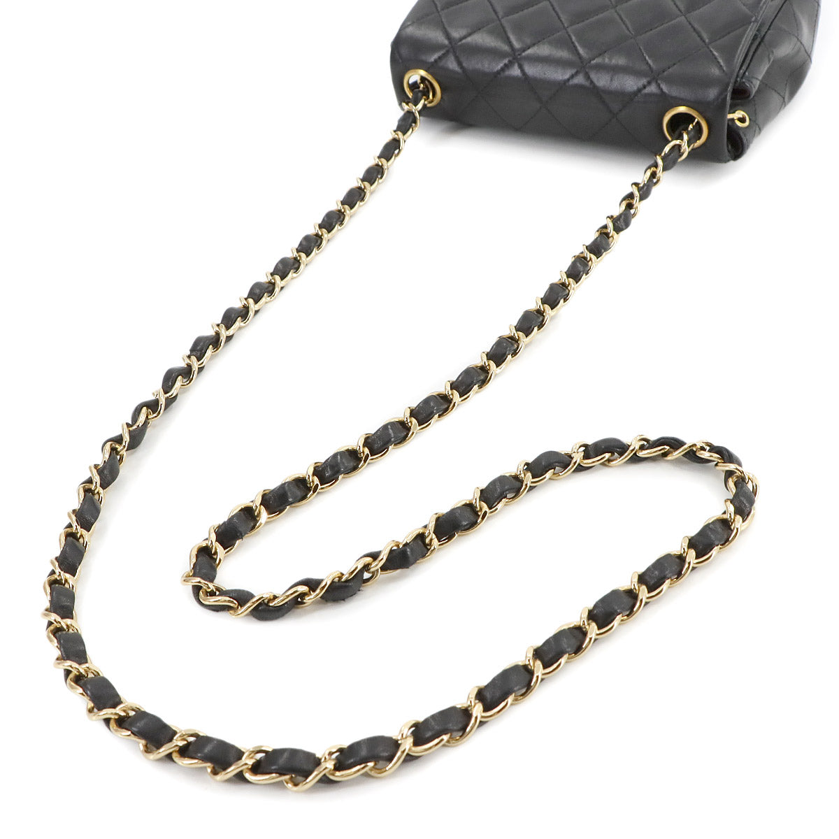 Mini Matelasse Chain Shoulder Bag Leather Black A01115 Purse