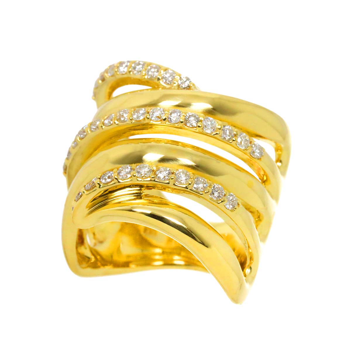 Diamond 0.65ct Ring 18K YG Yellow Gold 750 6-6.25(US)