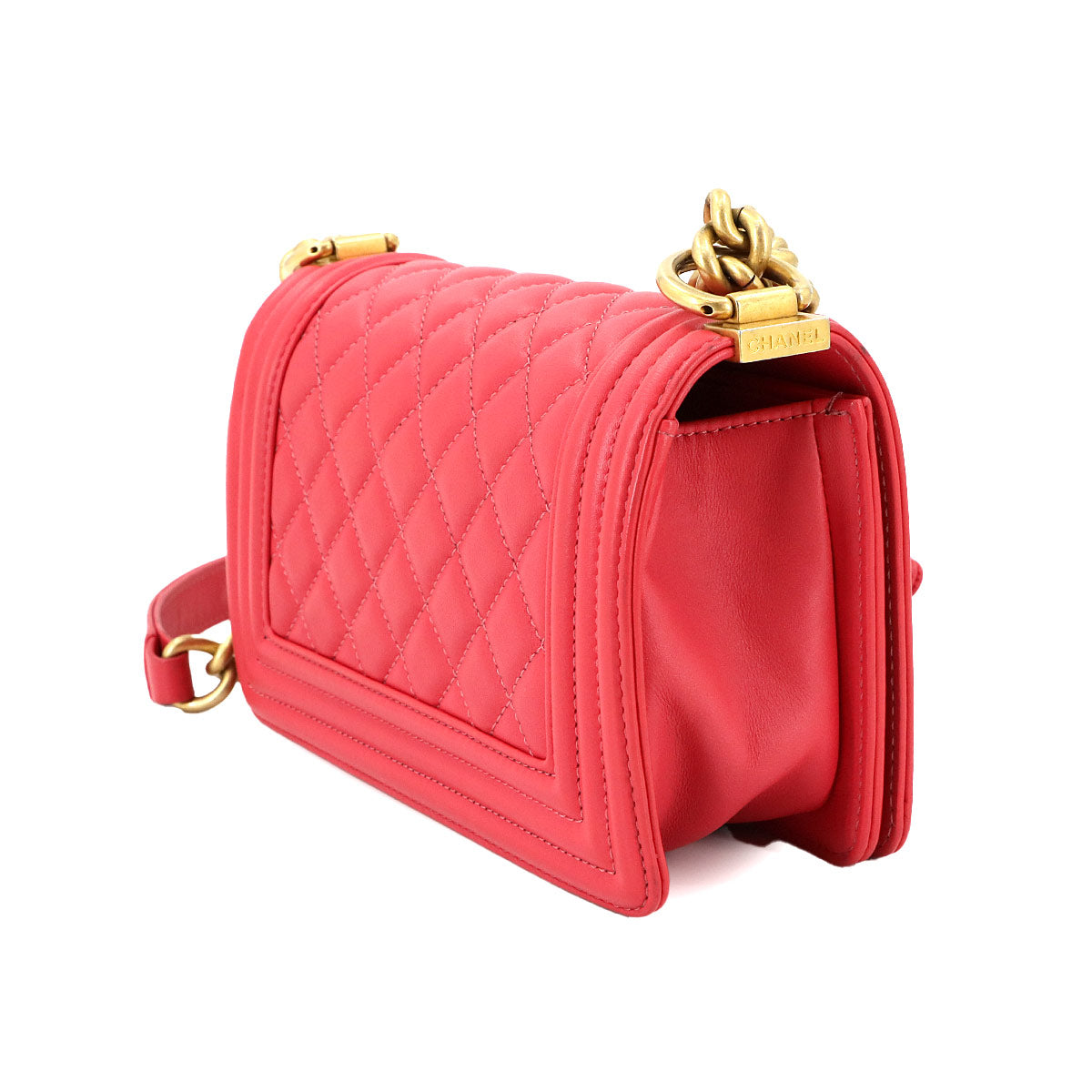 BOY CHANEL Small Chain Shoulder Bag Leather Pink A67085
