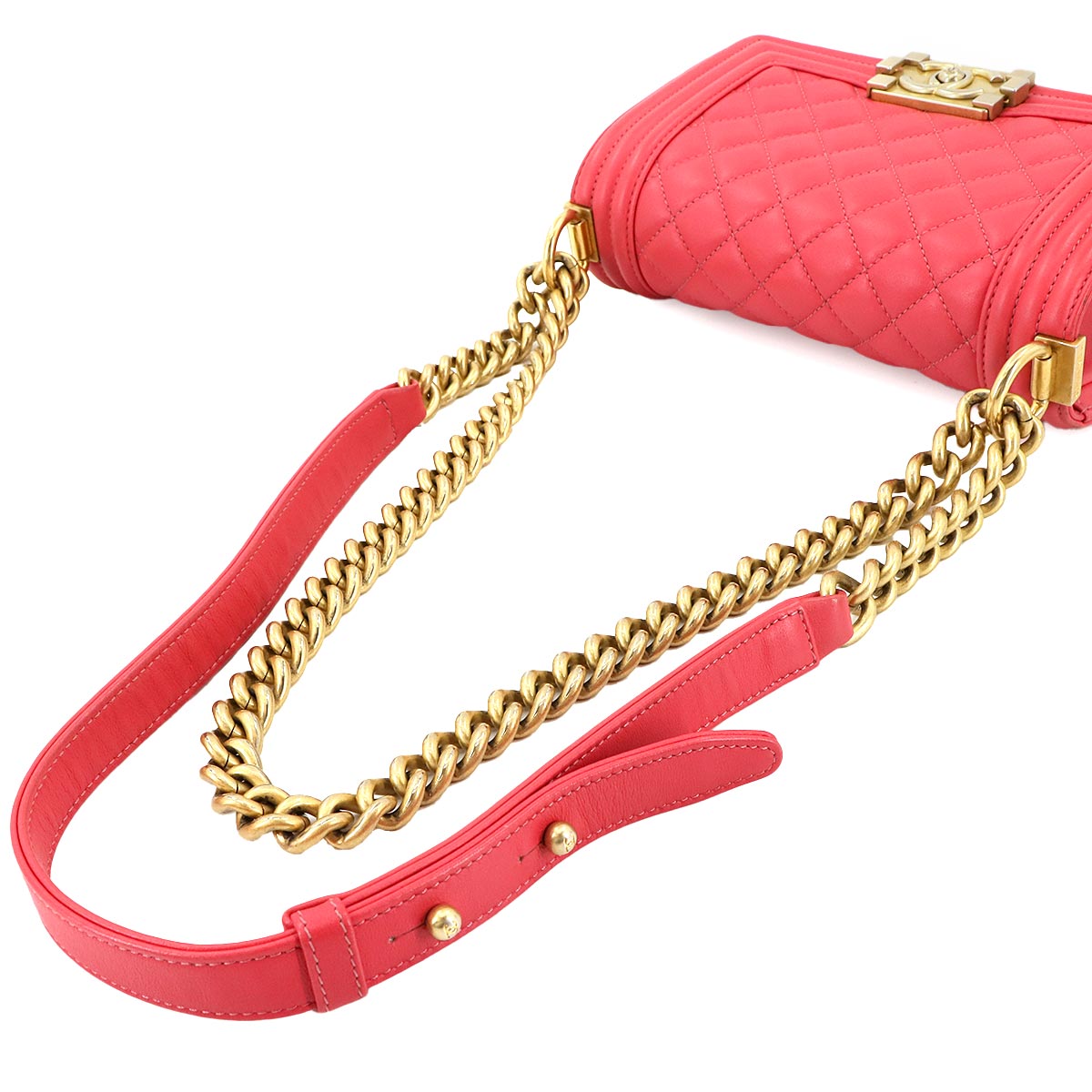BOY CHANEL Small Chain Shoulder Bag Leather Pink A67085