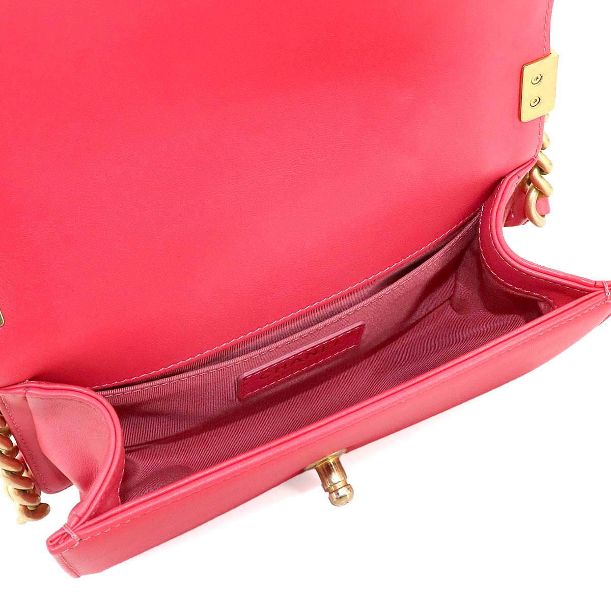 BOY CHANEL Small Chain Shoulder Bag Leather Pink A67085