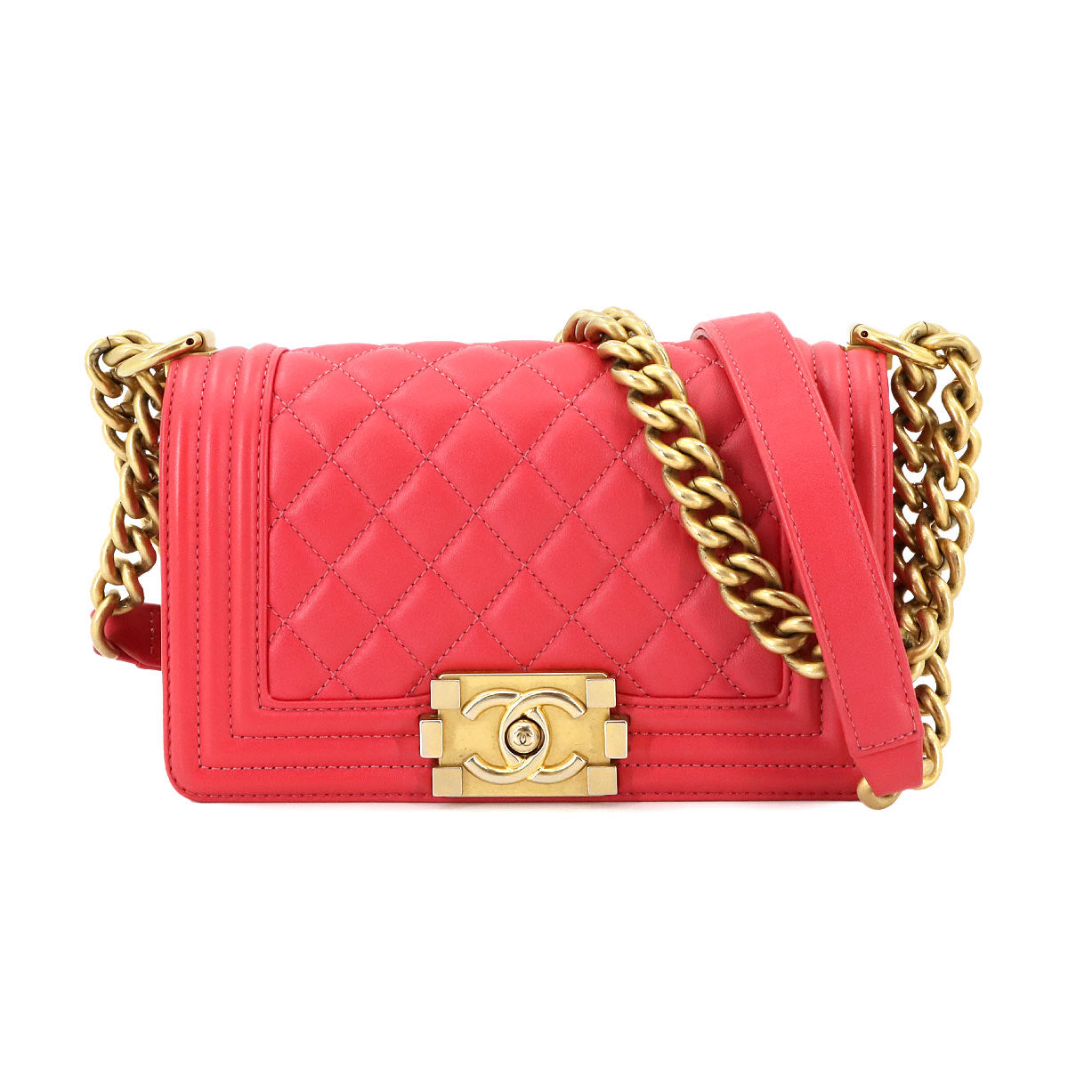 BOY CHANEL Small Chain Shoulder Bag Leather Pink A67085