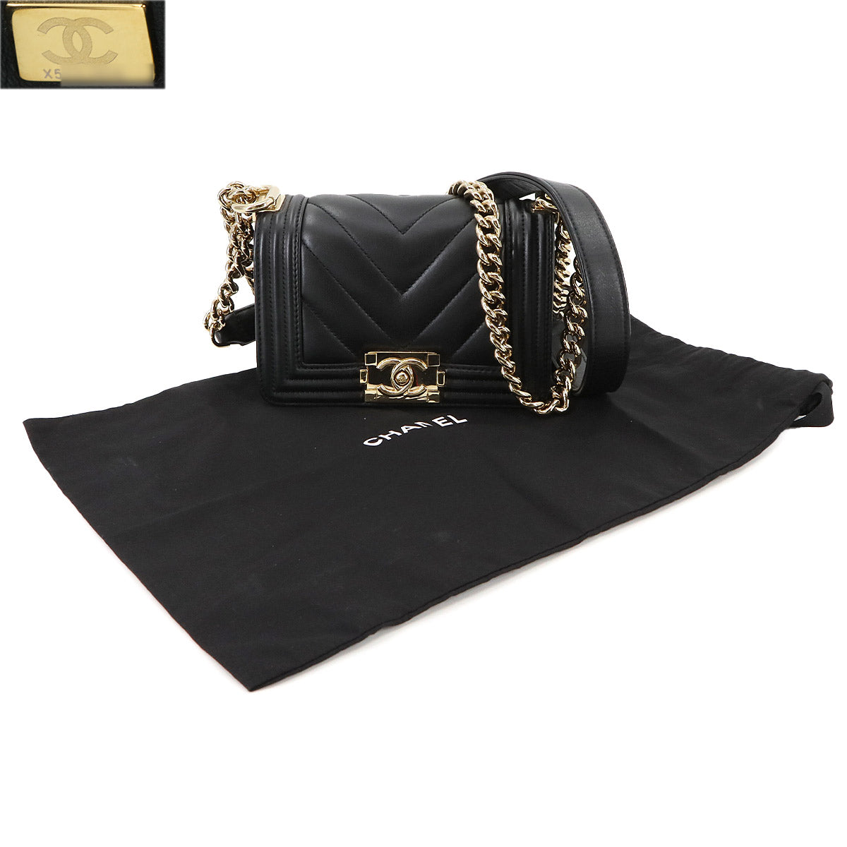 BOY CHANEL Mini Chain Shoulder Bag Black A67364 Purse