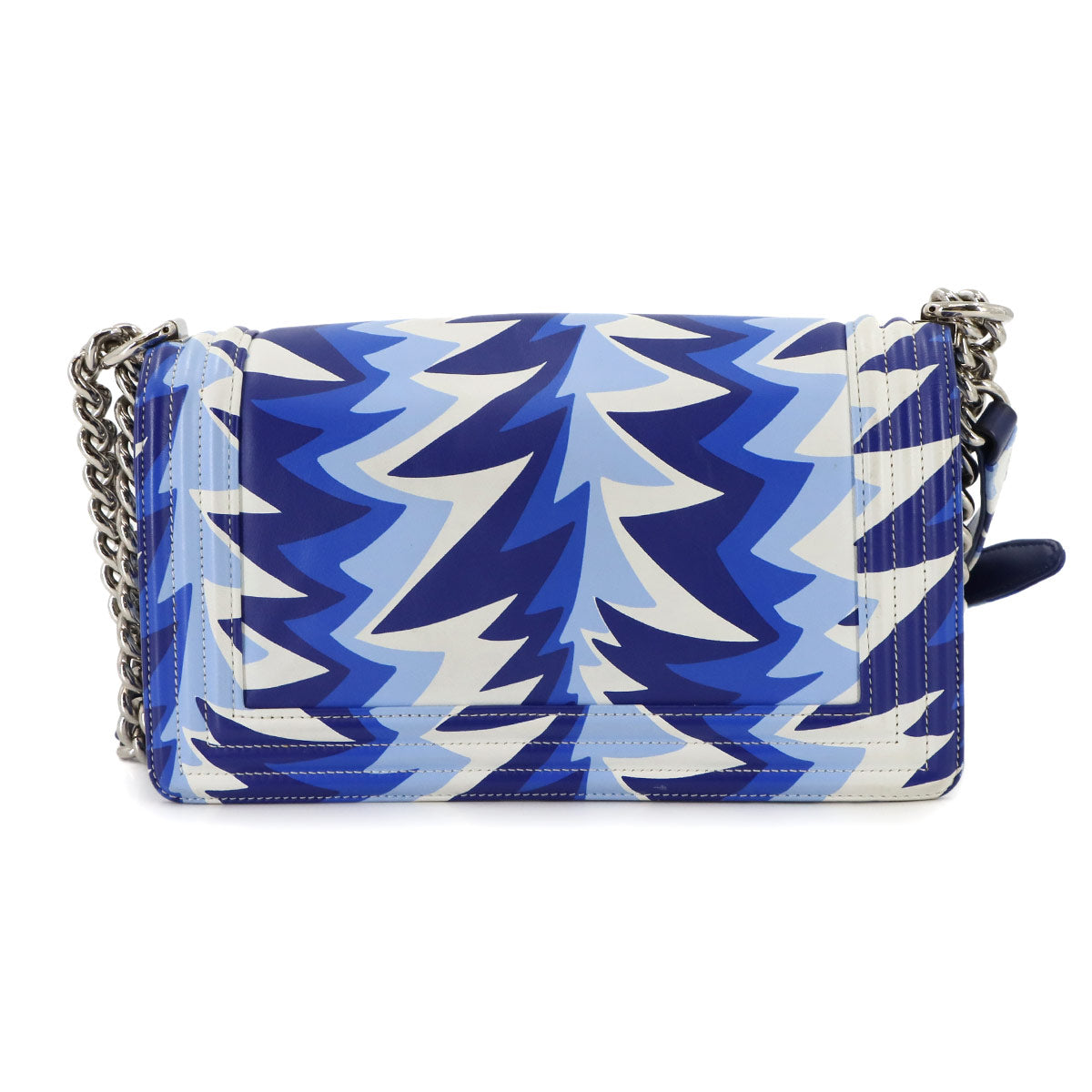 BOY CHANEL Chain Shoulder Bag Leather Blue White A67086