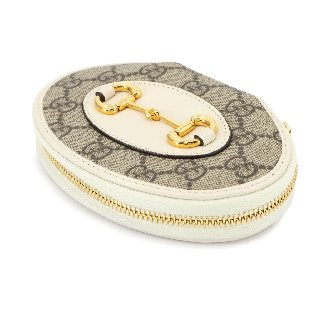 Horsebit 1955 Coin case GG Supreme Leather Beige White 622040