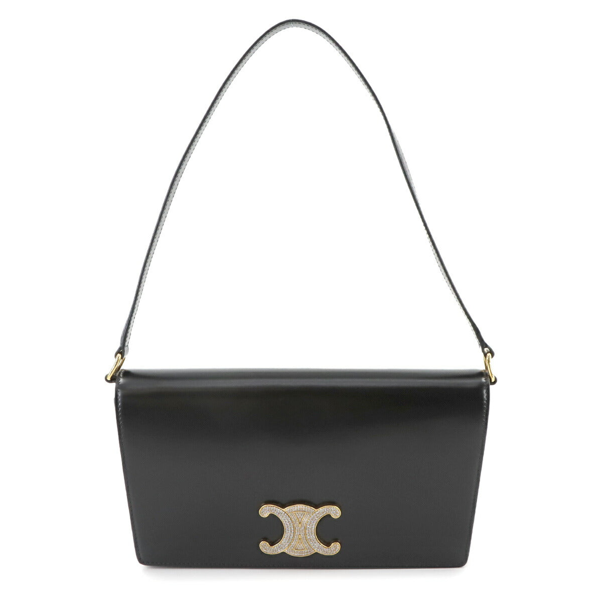 Triomphe Shoulder Bag Leather Black Purse