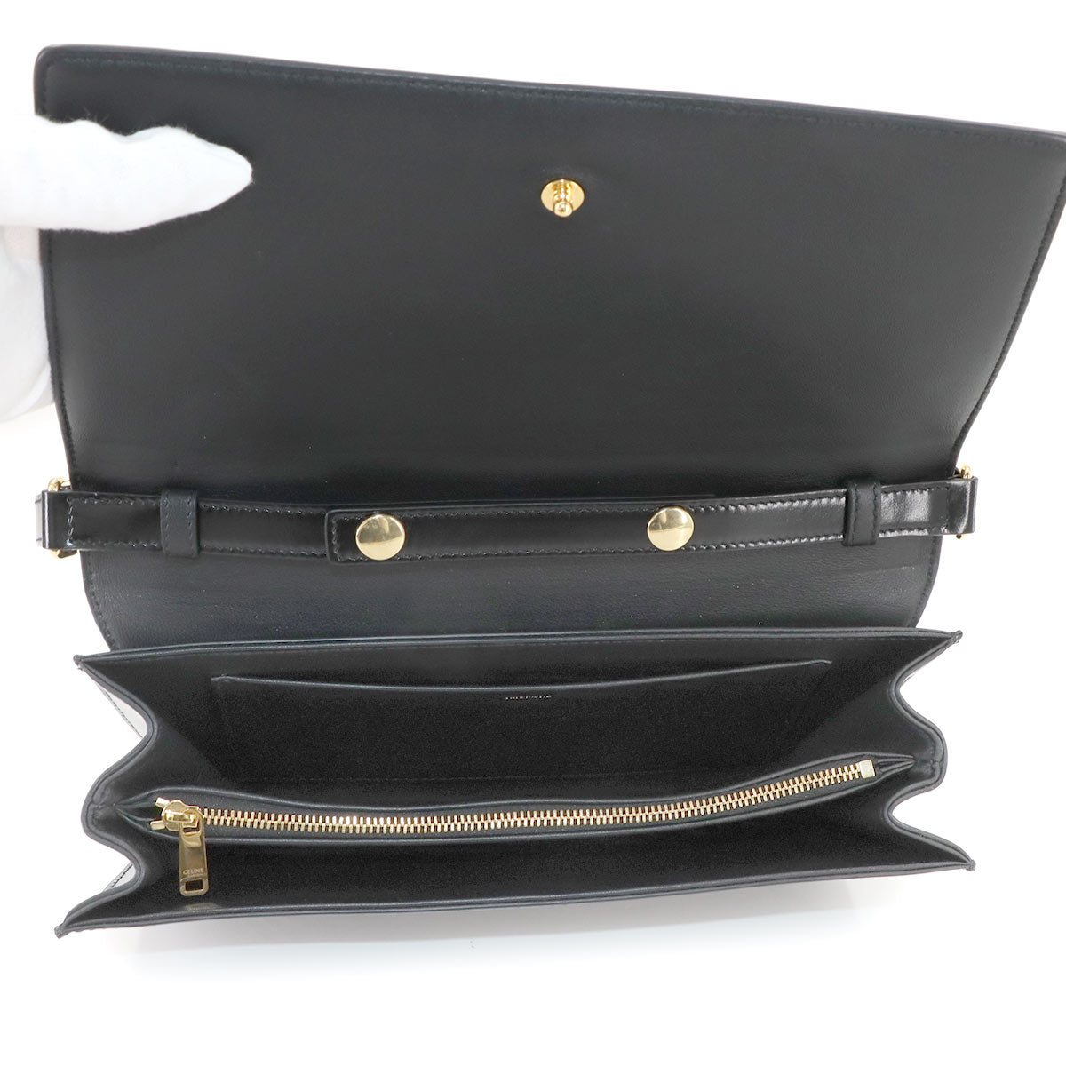Triomphe Shoulder Bag Leather Black Purse