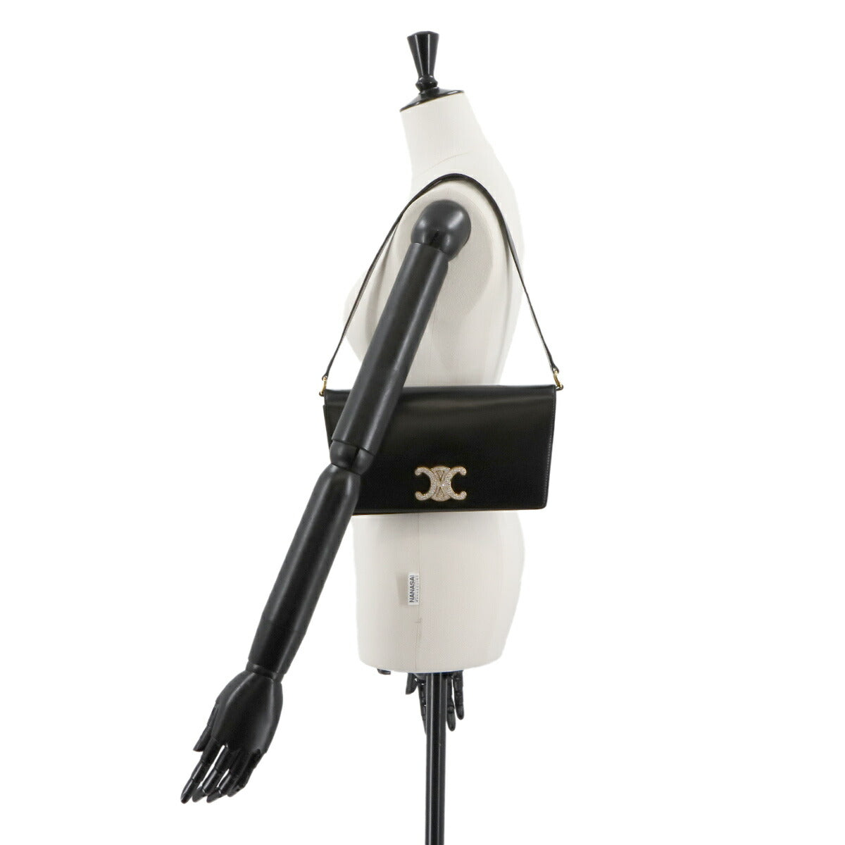 Triomphe Shoulder Bag Leather Black Purse