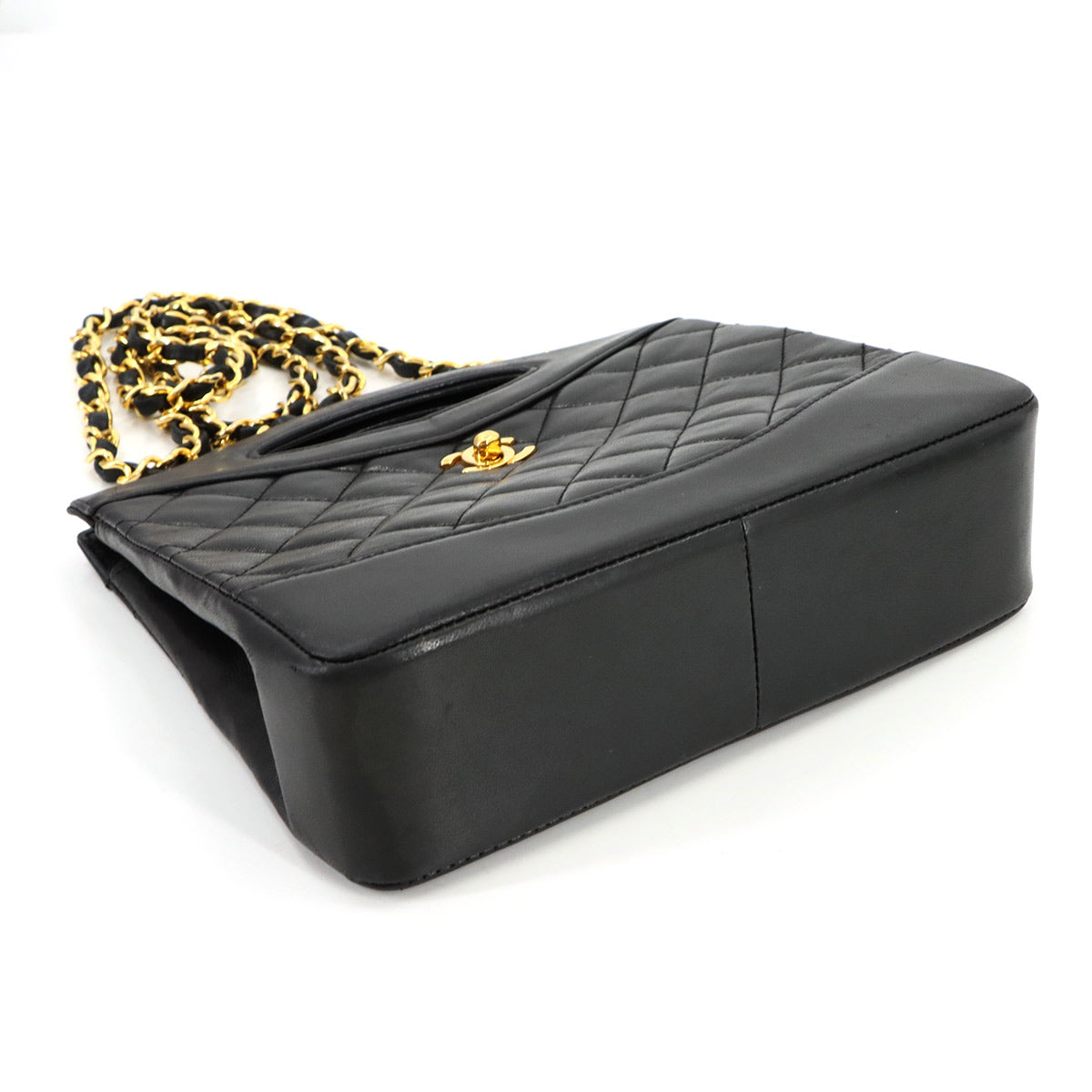 Matelasse 2way Hand Shoulder Bag Leather Black Vintage Purse