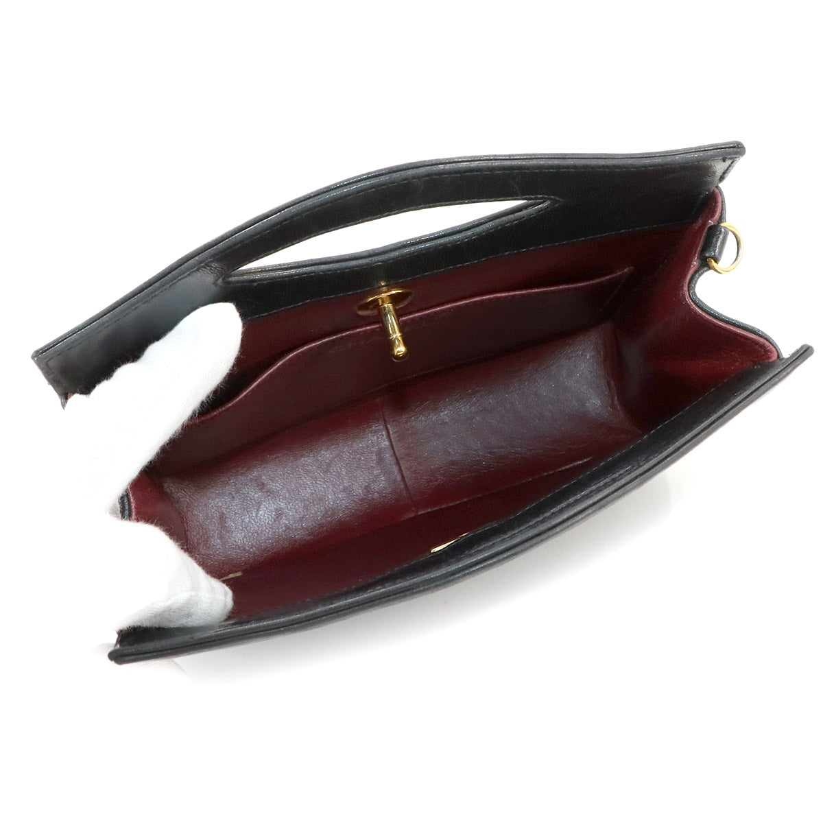 Matelasse 2way Hand Shoulder Bag Leather Black Vintage Purse