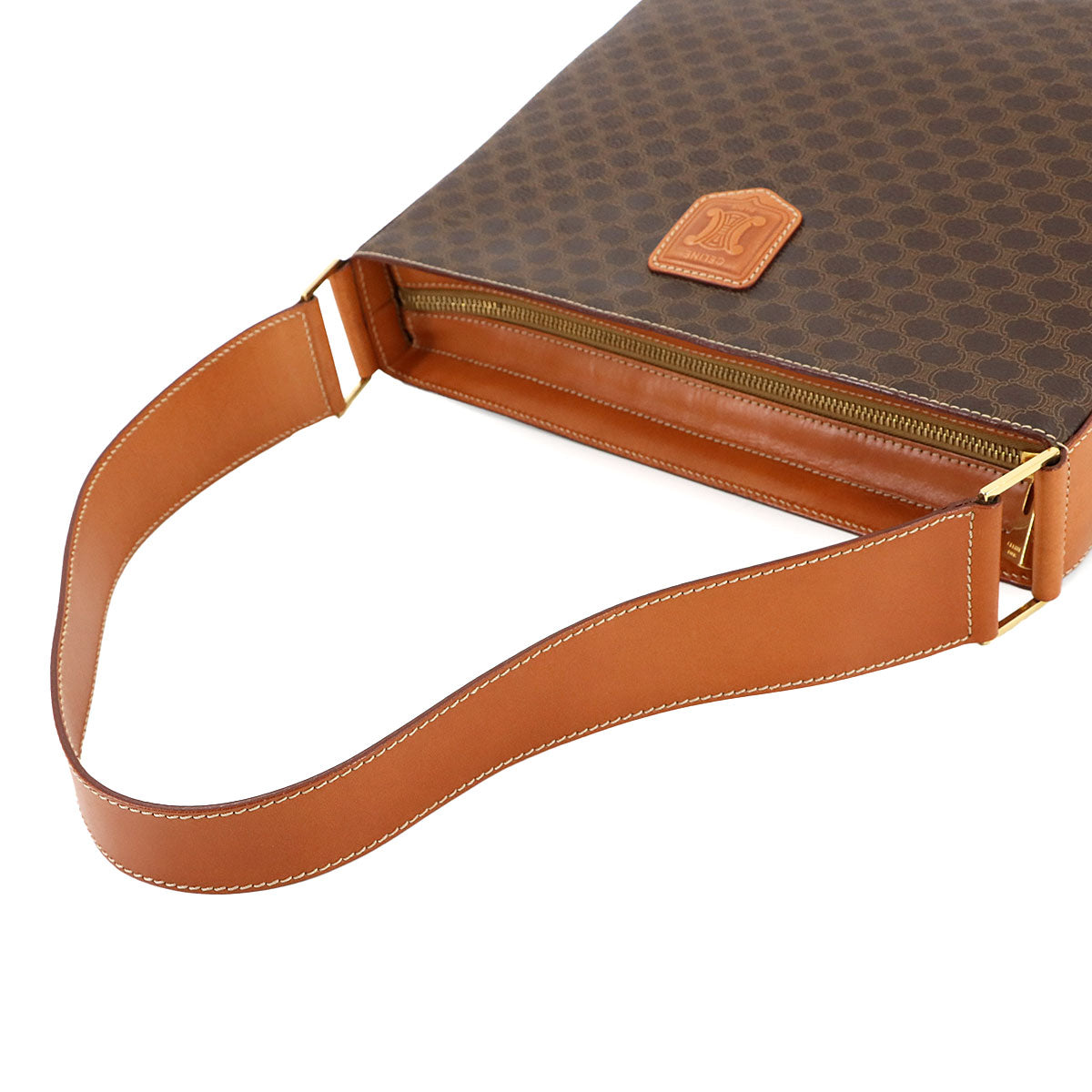 Macadam Shoulder Bag PVC Leather Brown Vintage Purse