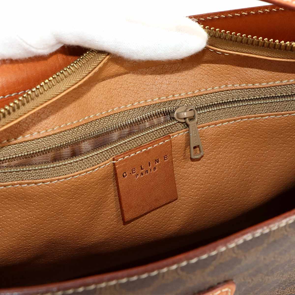 Macadam Shoulder Bag PVC Leather Brown Vintage Purse