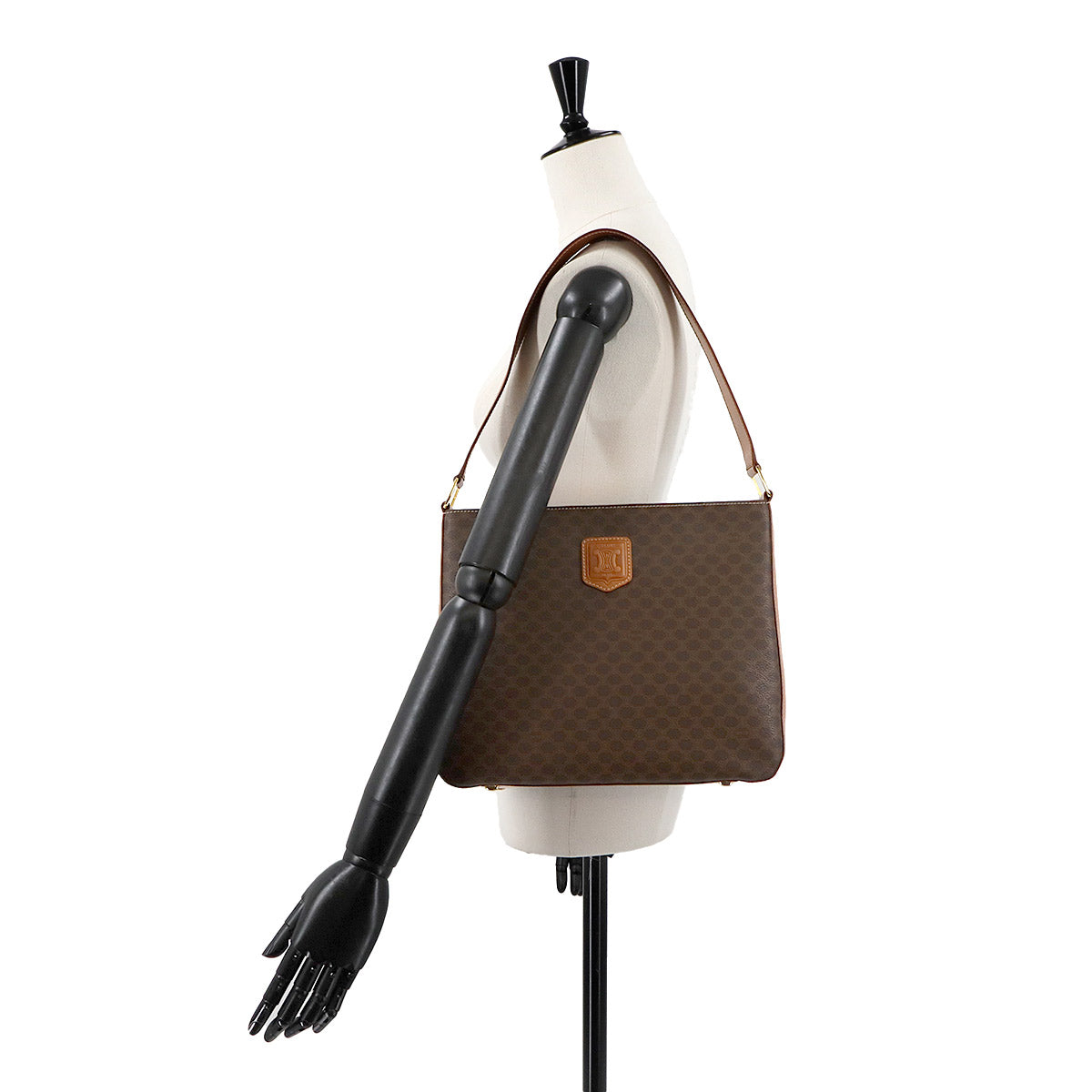 Macadam Shoulder Bag PVC Leather Brown Vintage Purse